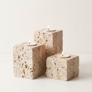 Travertine Tea Light Holder Set